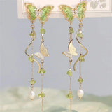 Elegant Zircon Butterfly Drop Earrings Animals-Aso