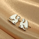 New Cute Dragon Stainless Steel Earrings Animals-Aso