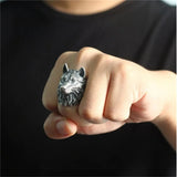 New Retro Trend Nordic Wolf Head Ring Animals-Aso