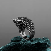Viking Domineering Wolf Head Ring Men Animals Aso
