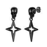 Stainless Steel Skull Head Star Dangle Earrings-Animals Aso