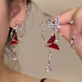 Elegant Zircon Butterfly Drop Earrings Animals-Aso