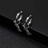 New Silver Stainless Steel Dinosaur Earrings