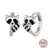 New Silver Lively Raccoon Earrings - AnimalsAso