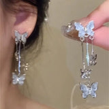 Elegant Zircon Butterfly Drop Earrings Animals-Aso