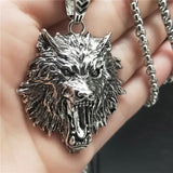 Vintage Stainless Steel Wolf Necklace Animals-Aso