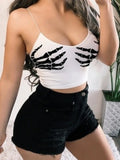 Gothic Skull Print Crop Top Women's
