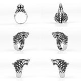 Viking Domineering Wolf Head Ring Men