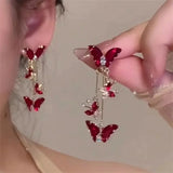 Elegant Zircon Butterfly Drop Earrings Animals-Aso