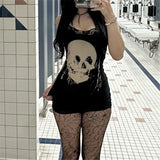 Goth Dark Skull Straps Mini Dress Animals Aso