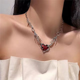 Gothic Vintage Red Heart Star Cross Necklace Animals Aso