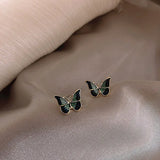Elegant Zircon Butterfly Stud Earrings Animals-Aso