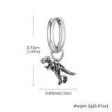New Silver Stainless Steel Dinosaur Earrings
