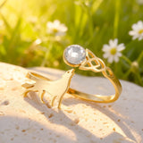 Stainless Steel Wolf Zircon Adjustable Ring-Animals Aso