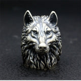 New Retro Trend Nordic Wolf Head Ring Animals-Aso