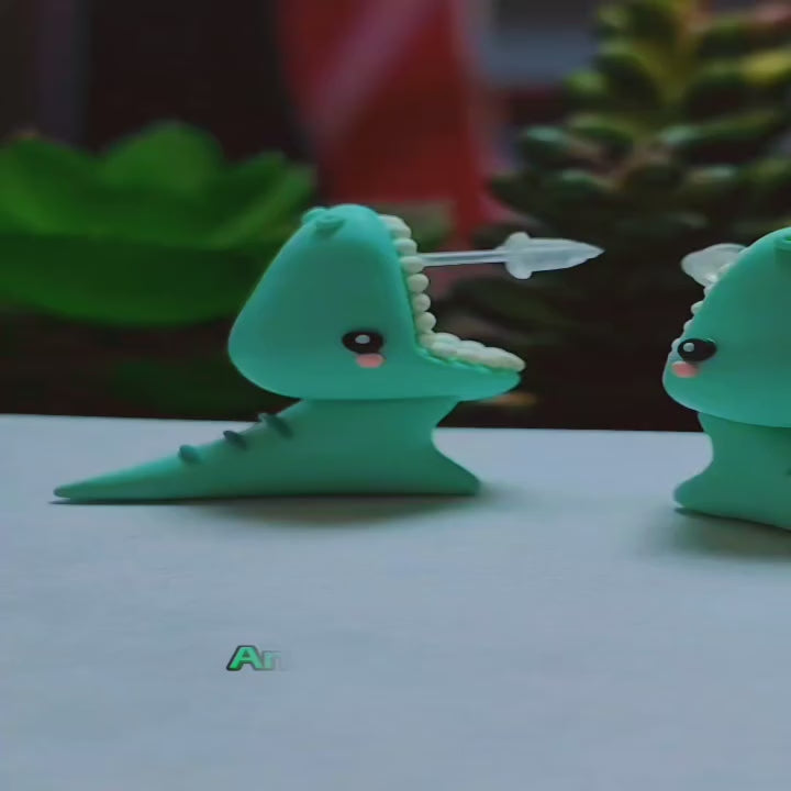 Cute Animal Bite Dinosaur Earring - animalsaso02
