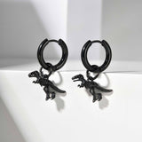 New Silver Stainless Steel Dinosaur Earrings - animalsaso02