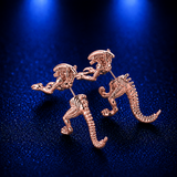 2pcs/Pair Fashion Dinosaur Alien Stud Earring - animalsaso02