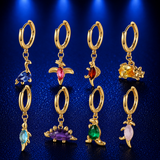 New Ins Inlaid Zircon Dinosaur Earrings