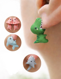 Cute Animal Bite Dinosaur Earring - animalsaso02