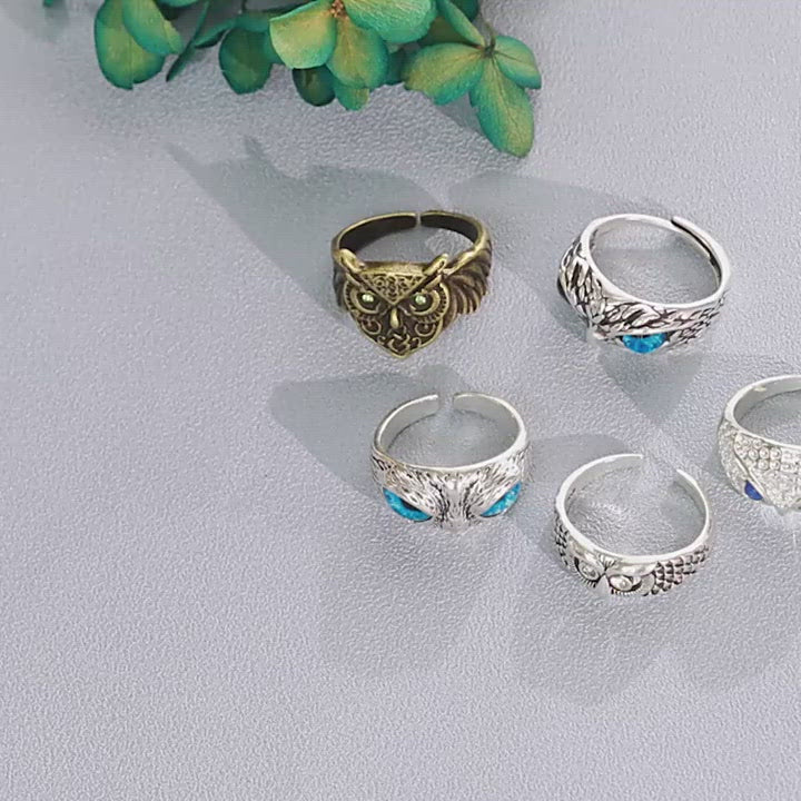 Fashion Vintage Cute Blue Eyes Owl Rings - Animals Aso