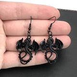 New Gothic black dragon earrings - Animals Aso