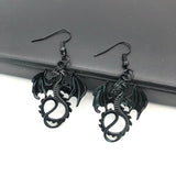 New Gothic black dragon earrings - Animals Aso