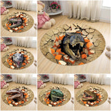Living Room Carpet Children Dinosaur 3D Round Mats - Animals Aso