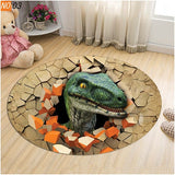 Living Room Carpet Children Dinosaur 3D Round Mats - Animals Aso