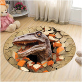 Living Room Carpet Children Dinosaur 3D Round Mats - animalsaso02