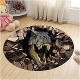 Living Room Carpet Children Dinosaur 3D Round Mats - animalsaso02