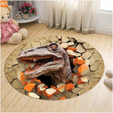 Living Room Carpet Children Dinosaur 3D Round Mats - animalsaso02