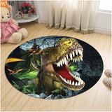 Living Room Carpet Children Dinosaur 3D Round Mats - animalsaso02