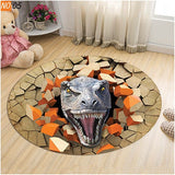 Living Room Carpet Children Dinosaur 3D Round Mats - animalsaso02