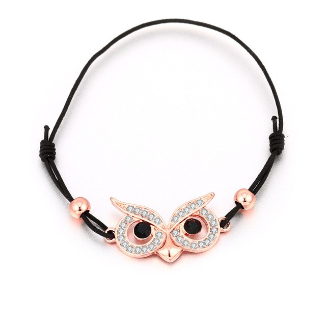 New Black Eyes Owl Charm Bracelet - Animals Aso