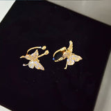Silver Plated Metal Butterfly Earrings - animalsaso02